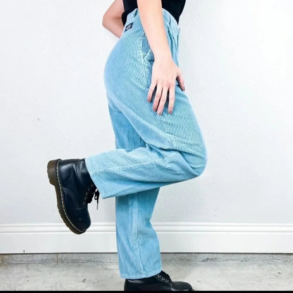 High Waist Vintage Corduroy Grey Classic Retro Corduroy High Rise - Picture 7 of 8